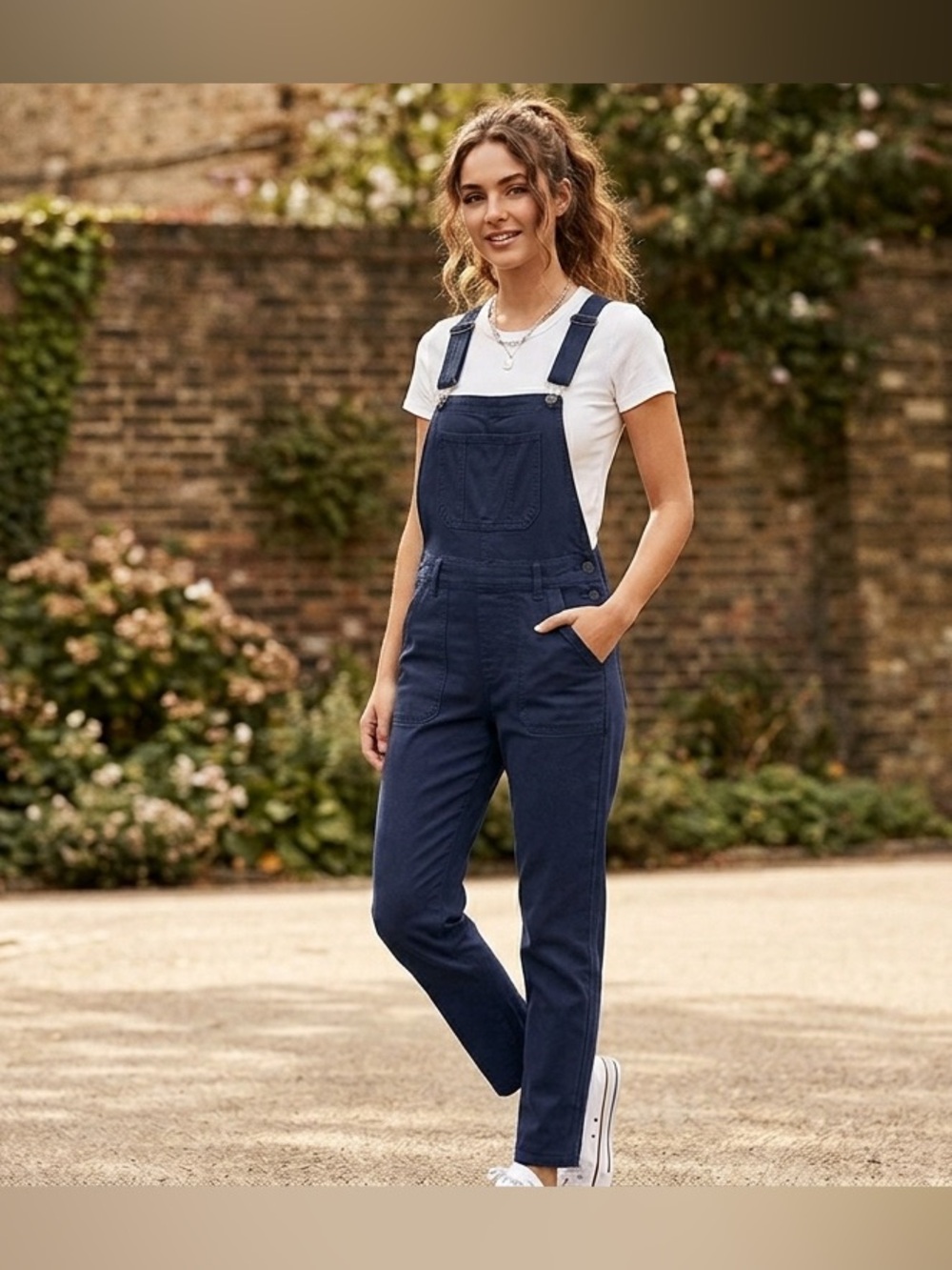 Navy Women's Cotton Blend Overalls. Size-M. 98% cotton 2% Spandex